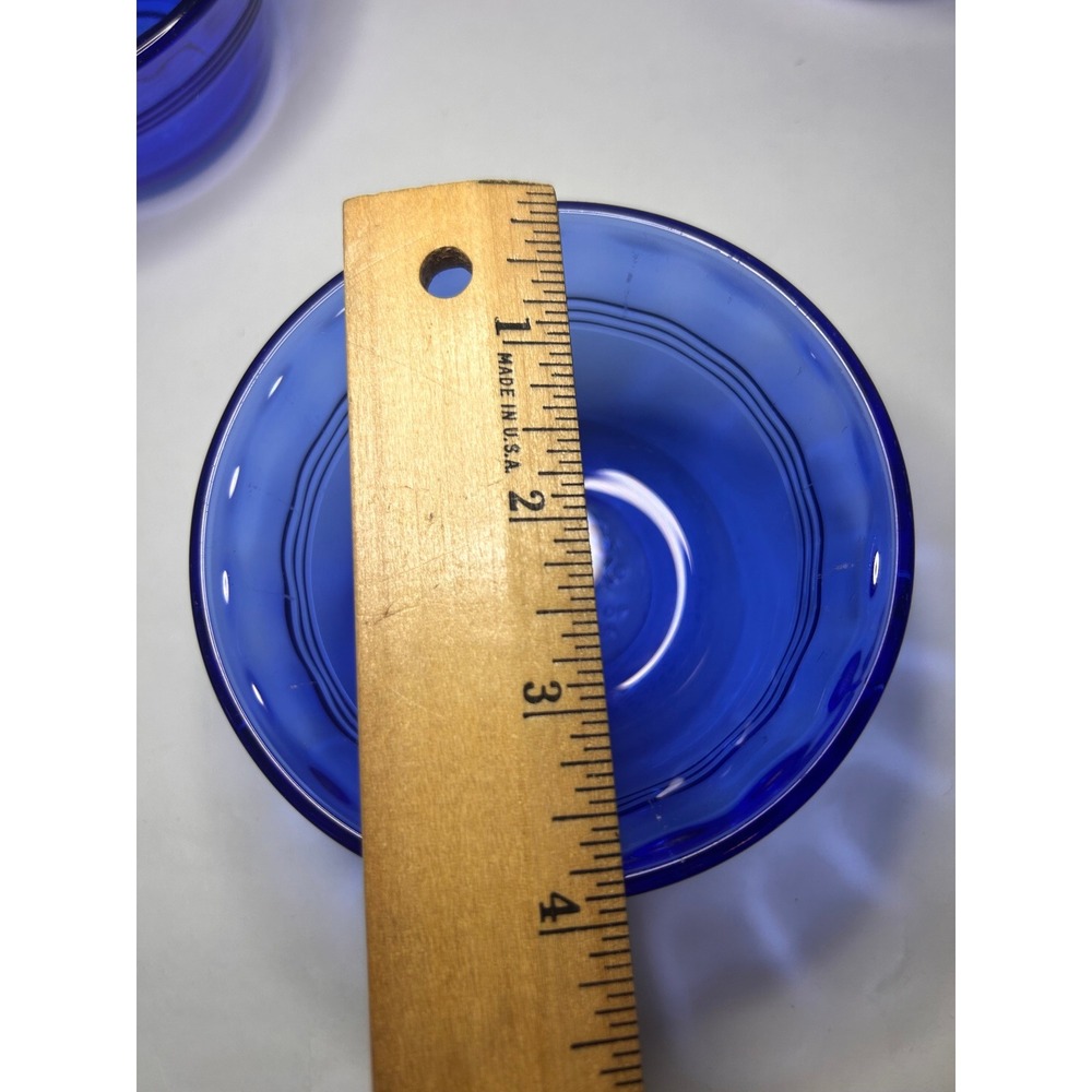 Vintage Set of 4 Blue Glass Pyrex Custard Baking Cups Bowls #463 Mid Century - Picture 4 of 4